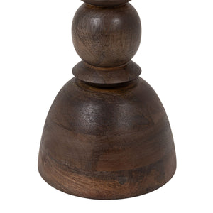 Rowena Interiors Mango Wood Side Table Solid Hardwood Artisan Turned Base Warm Grey Finish EC2258