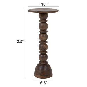 Rowena Interiors Mango Wood Side Table Solid Hardwood Artisan Turned Base Warm Grey Finish EC2258