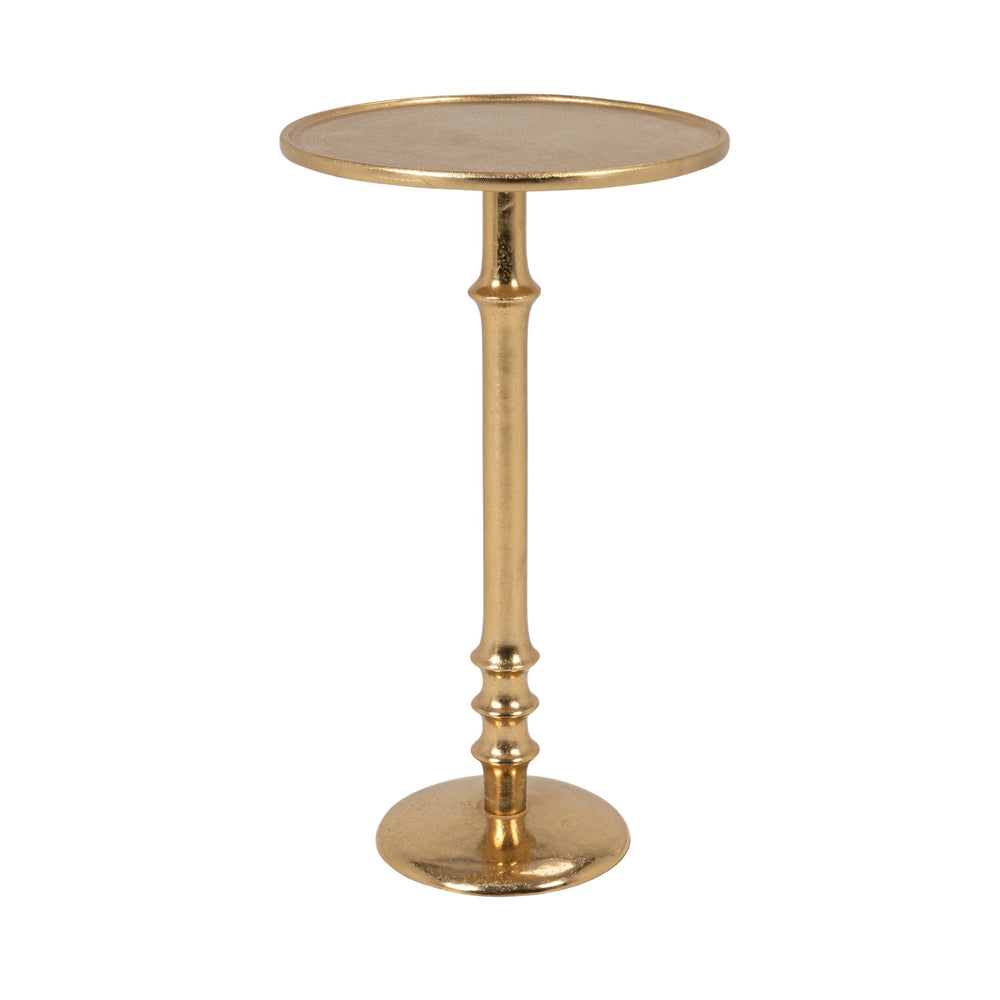 Rowena Interiors Round Aluminum Pedestal Side Table Lustrous Finish for Entryway Bedroom or Living Room Gold EC2259