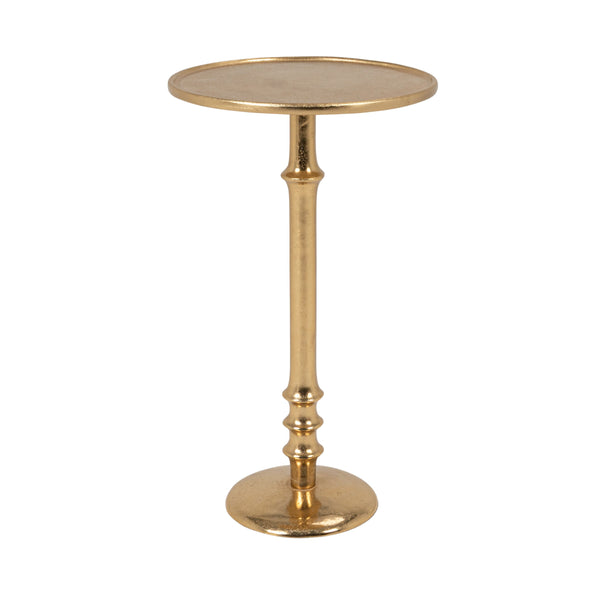 Rowena Interiors Round Aluminum Pedestal Side Table Lustrous Finish for Entryway Bedroom or Living Room Gold EC2259