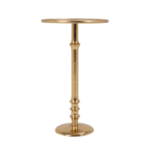 Rowena Interiors Round Aluminum Pedestal Side Table Lustrous Finish for Entryway Bedroom or Living Room Gold EC2259