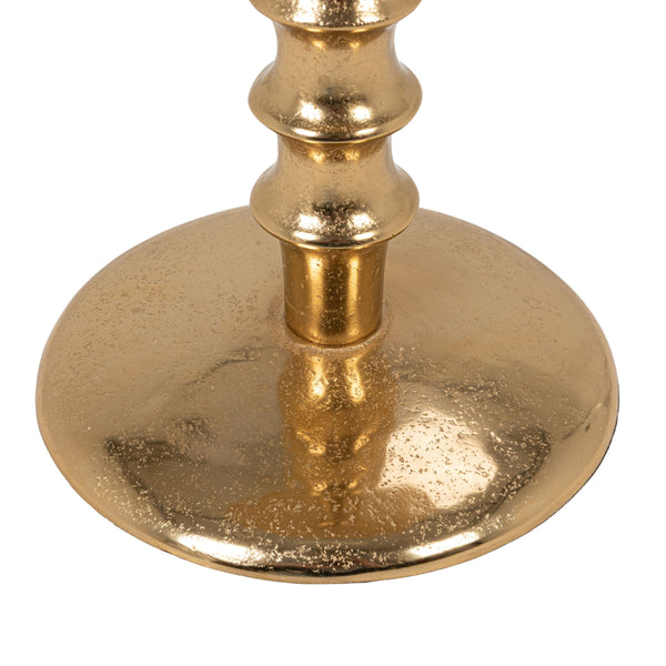 Rowena Interiors Round Aluminum Pedestal Side Table Lustrous Finish for Entryway Bedroom or Living Room Gold EC2259