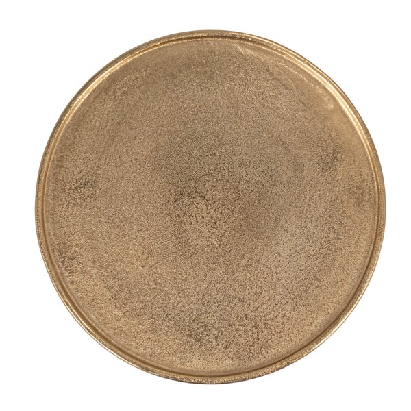 Rowena Interiors Round Aluminum Pedestal Side Table Lustrous Finish for Entryway Bedroom or Living Room Gold EC2259