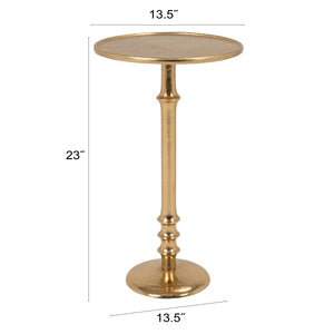 Rowena Interiors Round Aluminum Pedestal Side Table Lustrous Finish for Entryway Bedroom or Living Room Gold EC2259