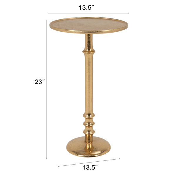 Rowena Interiors Round Aluminum Pedestal Side Table Lustrous Finish for Entryway Bedroom or Living Room Gold EC2259