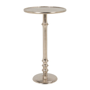 Rowena Interiors Round Aluminum Pedestal Side Table Lustrous Finish for Entryway Bedroom or Living Room Nickle EC2260