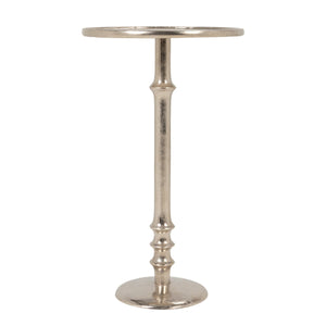 Rowena Interiors Round Aluminum Pedestal Side Table Lustrous Finish for Entryway Bedroom or Living Room Nickle EC2260