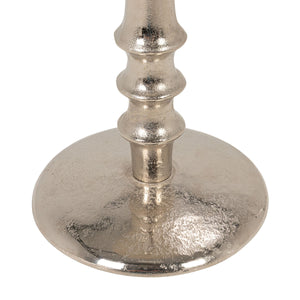 Rowena Interiors Round Aluminum Pedestal Side Table Lustrous Finish for Entryway Bedroom or Living Room Nickle EC2260