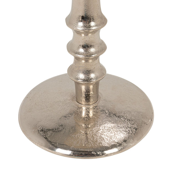 Rowena Interiors Round Aluminum Pedestal Side Table Lustrous Finish for Entryway Bedroom or Living Room Nickle EC2260