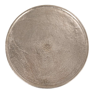 Rowena Interiors Round Aluminum Pedestal Side Table Lustrous Finish for Entryway Bedroom or Living Room Nickle EC2260