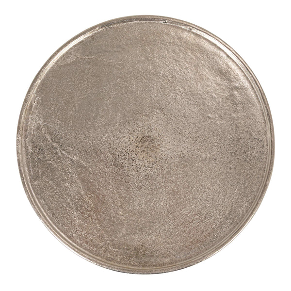 Rowena Interiors Round Aluminum Pedestal Side Table Lustrous Finish for Entryway Bedroom or Living Room Nickle EC2260