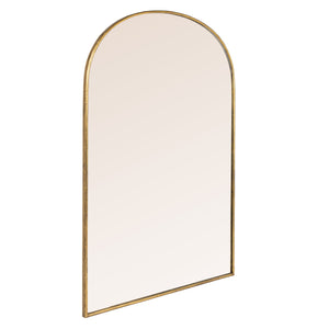 Rowena Interiors Arched Matte Metal Floor Mirror with Reclaimed Wood Frame for Modern Entryway Decor Gold EC2264