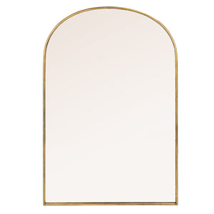 Rowena Interiors Arched Matte Metal Floor Mirror with Reclaimed Wood Frame for Modern Entryway Decor Gold EC2264