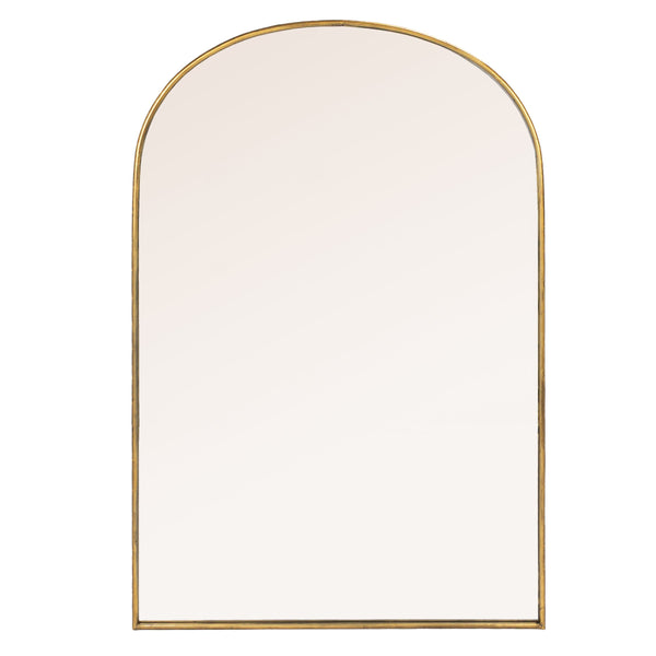 Rowena Interiors Arched Matte Metal Floor Mirror with Reclaimed Wood Frame for Modern Entryway Decor Gold EC2264