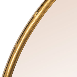 Rowena Interiors Arched Matte Metal Floor Mirror with Reclaimed Wood Frame for Modern Entryway Decor Gold EC2264