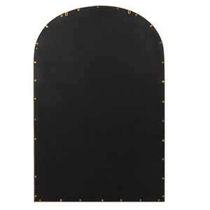 Rowena Interiors Arched Matte Metal Floor Mirror with Reclaimed Wood Frame for Modern Entryway Decor Gold EC2264