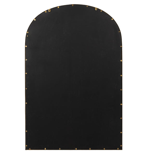 Rowena Interiors Arched Matte Metal Floor Mirror with Reclaimed Wood Frame for Modern Entryway Decor Gold EC2264