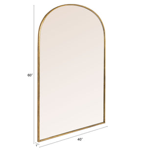Rowena Interiors Arched Matte Metal Floor Mirror with Reclaimed Wood Frame for Modern Entryway Decor Gold EC2264