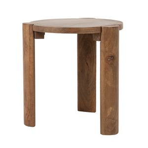 Rowena Interiors Round Mango Wood Accent Table with Walnut Finish and Tapered Legs for Modern Homes EC2265