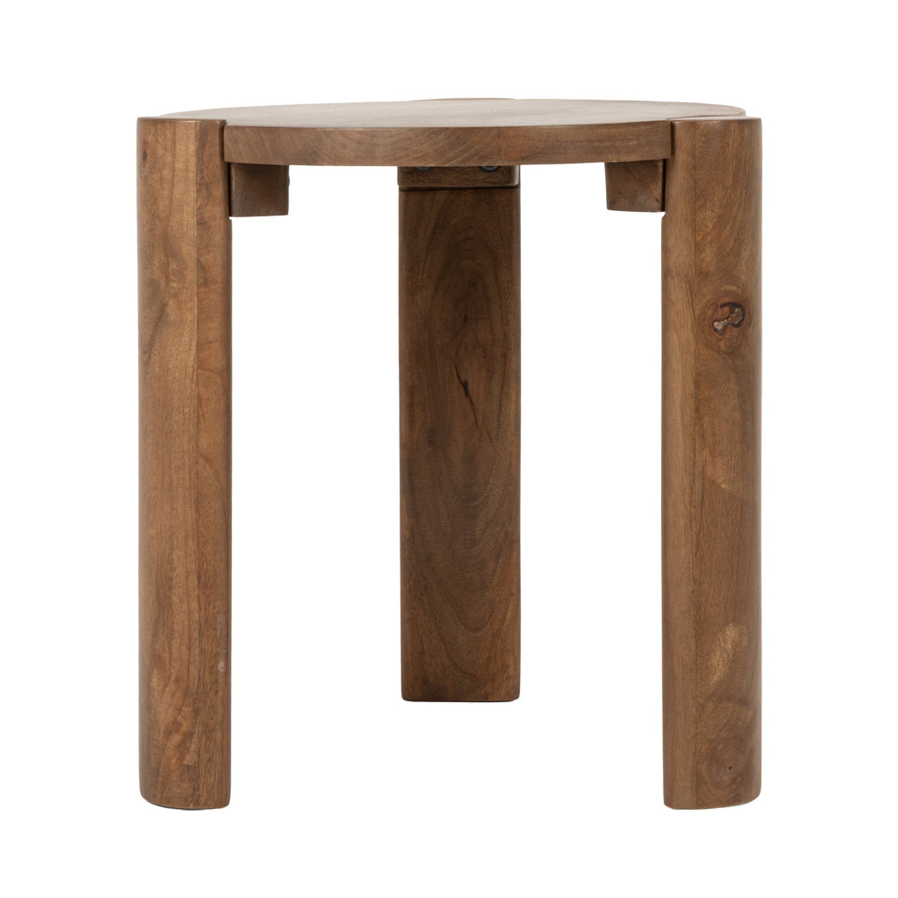 Rowena Interiors Round Mango Wood Accent Table with Walnut Finish and Tapered Legs for Modern Homes EC2265