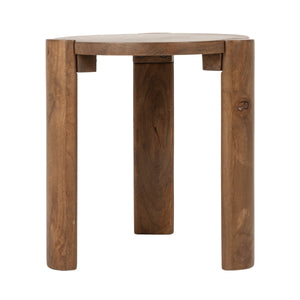 Rowena Interiors Round Mango Wood Accent Table with Walnut Finish and Tapered Legs for Modern Homes EC2265