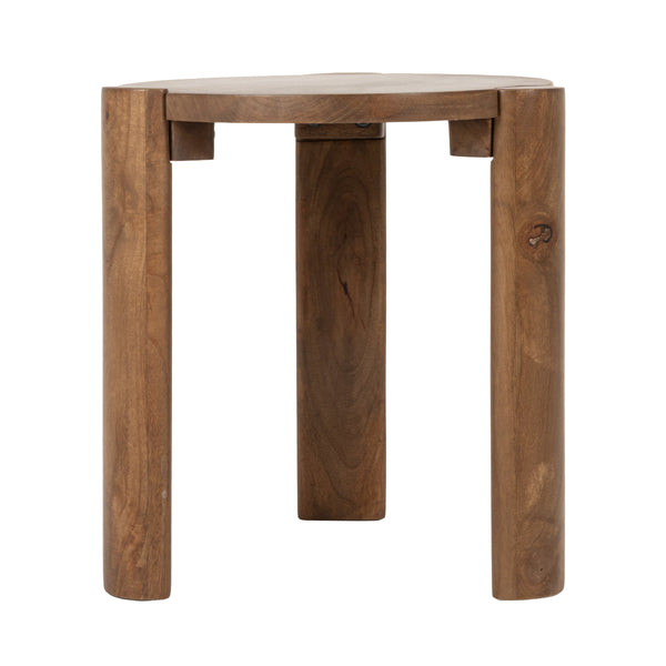 Rowena Interiors Round Mango Wood Accent Table with Walnut Finish and Tapered Legs for Modern Homes EC2265