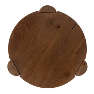 Rowena Interiors Round Mango Wood Accent Table with Walnut Finish and Tapered Legs for Modern Homes EC2265