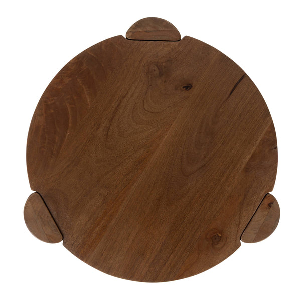 Rowena Interiors Round Mango Wood Accent Table with Walnut Finish and Tapered Legs for Modern Homes EC2265