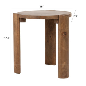 Rowena Interiors Round Mango Wood Accent Table with Walnut Finish and Tapered Legs for Modern Homes EC2265