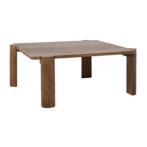 Rowena Interiors Rectangular Solid Mango Wood Coffee Table Walnut Finish Minimalist Living Room EC2266