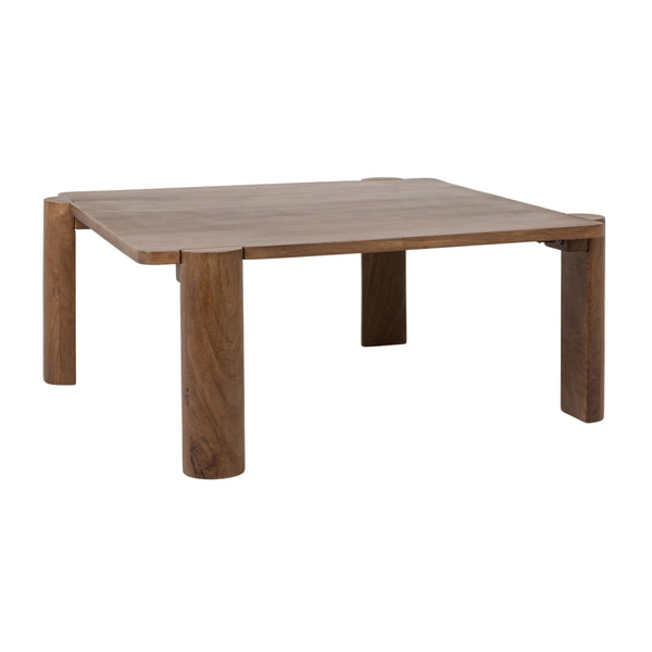 Rowena Interiors Rectangular Solid Mango Wood Coffee Table Walnut Finish Minimalist Living Room EC2266