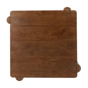 Rowena Interiors Rectangular Solid Mango Wood Coffee Table Walnut Finish Minimalist Living Room EC2266