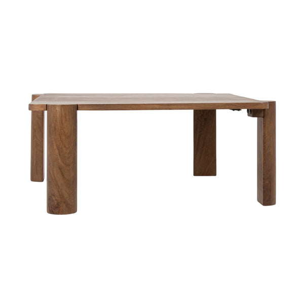 Rowena Interiors Rectangular Solid Mango Wood Coffee Table Walnut Finish Minimalist Living Room EC2266