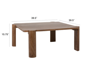 Rowena Interiors Rectangular Solid Mango Wood Coffee Table Walnut Finish Minimalist Living Room EC2266