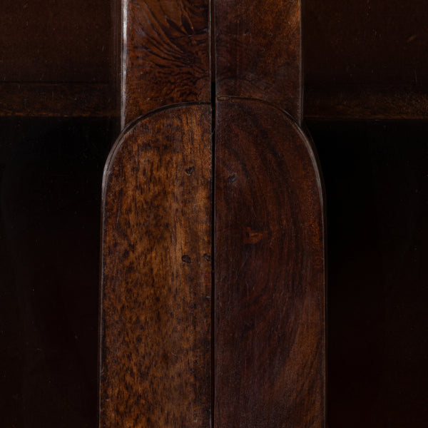 Rowena Interiors Mango Wood Curio Cabinet Arched Glass Doors Walnut Finish Artisan Display Storage EC2267