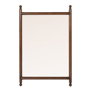 Rowena Interiors Rectangular Spindle Frame Wall Mirror Walnut Wood Finial Accents Farmhouse Decor Brown Finish 25.5"L x 1.5"W x 40.0"H EC2276