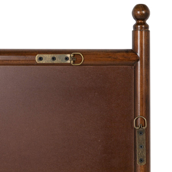 Rowena Interiors Rectangular Spindle Frame Wall Mirror Walnut Wood Finial Accents Farmhouse Decor Brown Finish 25.5"L x 1.5"W x 40.0"H EC2276