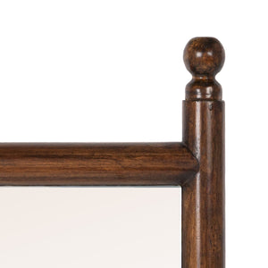 Rowena Interiors Rectangular Spindle Frame Wall Mirror Walnut Wood Finial Accents Farmhouse Decor Brown Finish 25.5"L x 1.5"W x 40.0"H EC2276