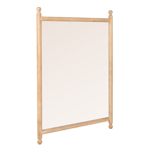 Rowena Interiors Rectangular Spindle Frame Wall Mirror Walnut Wood Finial Accents Farmhouse Decor Natural Wood 33.0"L x 2.0"W x 48.0"H EC2277