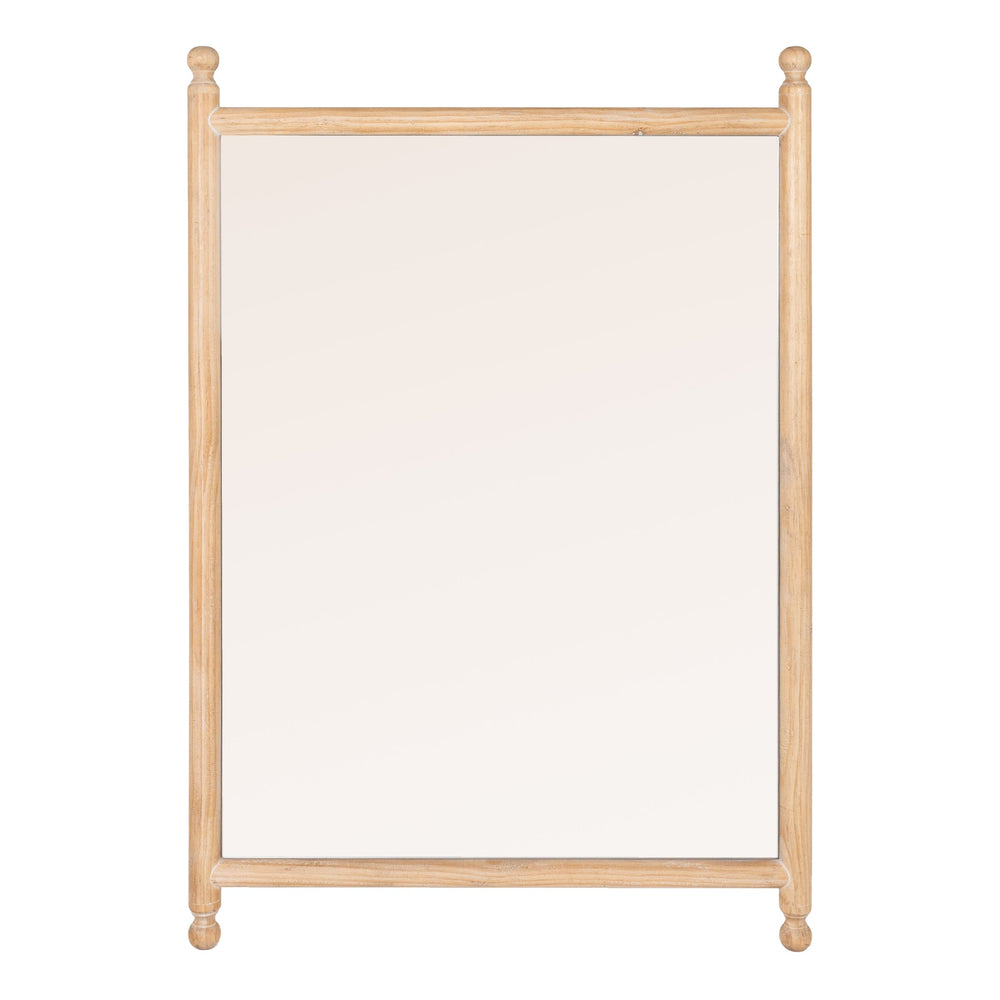Rowena Interiors Rectangular Spindle Frame Wall Mirror Walnut Wood Finial Accents Farmhouse Decor Natural Wood 33.0"L x 2.0"W x 48.0"H EC2277