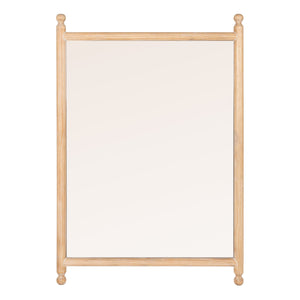 Rowena Interiors Rectangular Spindle Frame Wall Mirror Walnut Wood Finial Accents Farmhouse Decor Natural Wood 33.0"L x 2.0"W x 48.0"H EC2277