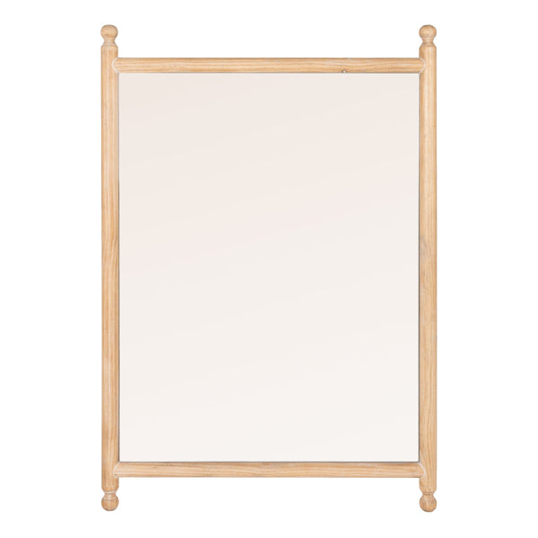 Rowena Interiors Rectangular Spindle Frame Wall Mirror Walnut Wood Finial Accents Farmhouse Decor Natural Wood 33.0"L x 2.0"W x 48.0"H EC2277