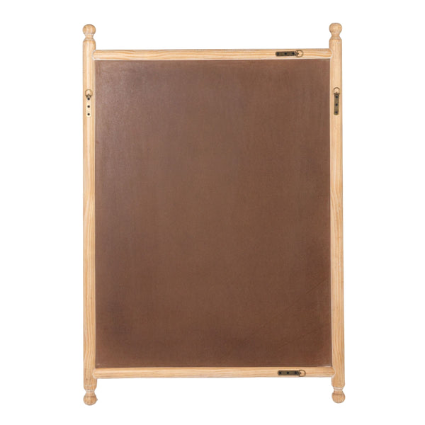Rowena Interiors Rectangular Spindle Frame Wall Mirror Walnut Wood Finial Accents Farmhouse Decor Natural Wood 33.0"L x 2.0"W x 48.0"H EC2277