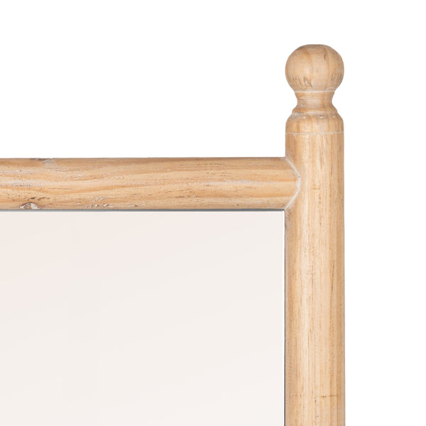 Rowena Interiors Rectangular Spindle Frame Wall Mirror Walnut Wood Finial Accents Farmhouse Decor Natural Wood 33.0"L x 2.0"W x 48.0"H EC2277