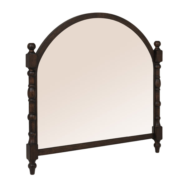 Rowena Interiors Arched Solid Wood Dowel Wall Mirror Dark Finish Sculptural Frame for Living Rooms EC2278