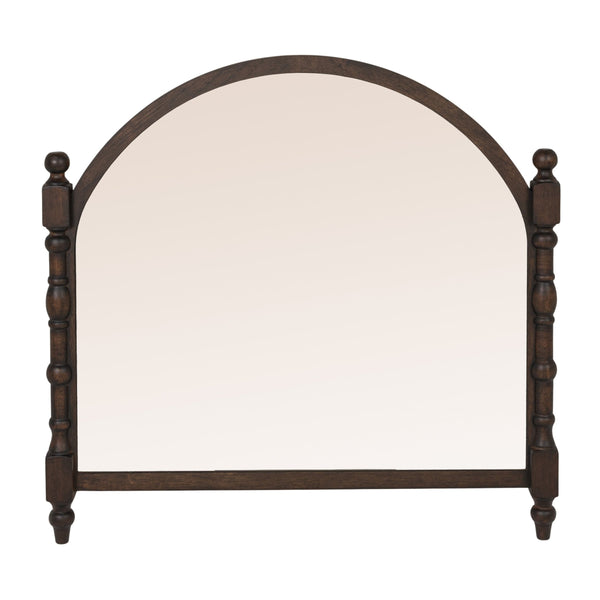 Rowena Interiors Arched Solid Wood Dowel Wall Mirror Dark Finish Sculptural Frame for Living Rooms EC2278