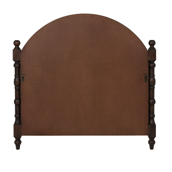 Rowena Interiors Arched Solid Wood Dowel Wall Mirror Dark Finish Sculptural Frame for Living Rooms EC2278