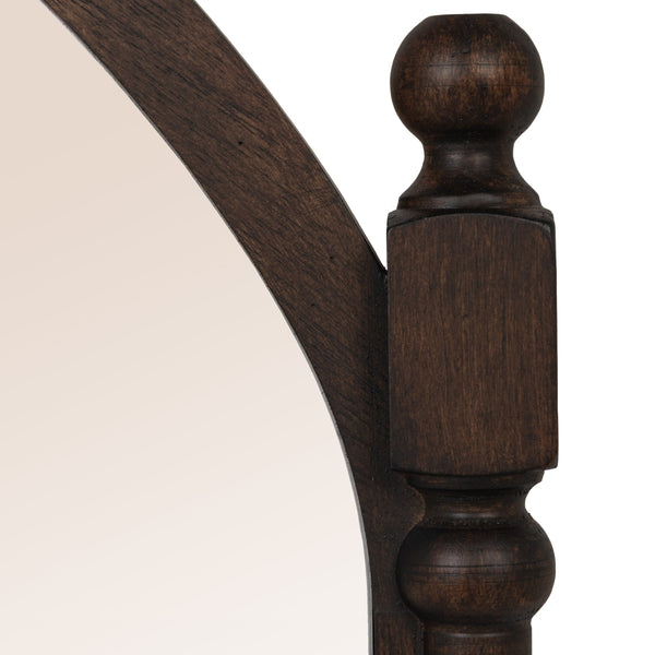 Rowena Interiors Arched Solid Wood Dowel Wall Mirror Dark Finish Sculptural Frame for Living Rooms EC2278