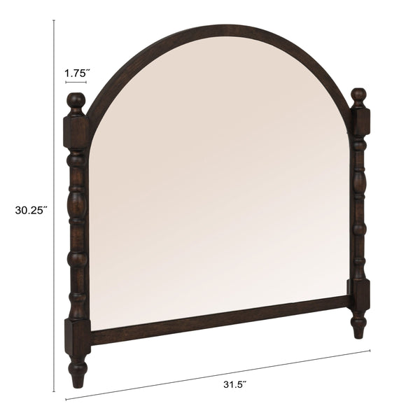 Rowena Interiors Arched Solid Wood Dowel Wall Mirror Dark Finish Sculptural Frame for Living Rooms EC2278