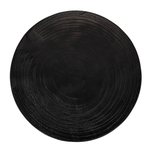 Rowena Interiors Round Paulownia Wood Fluted Planter Stand Artisan Crafted Matte Black Accent Table EC2280